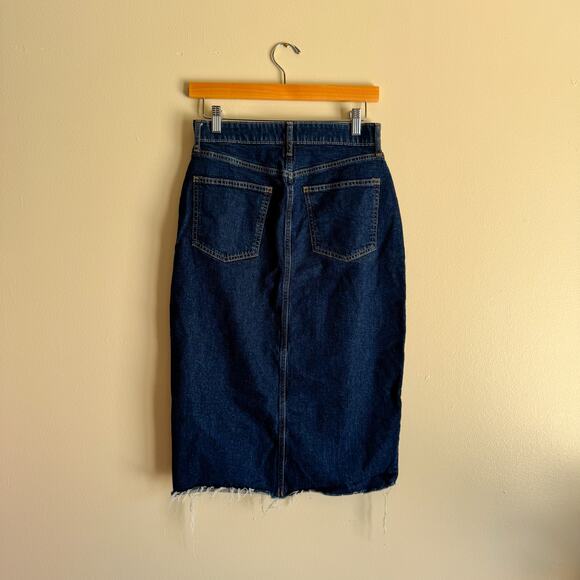 Gap Dark Wash Blue Denim Front Slit Icon Midi Skirt - 28 or 6 - Picture 7 of 9